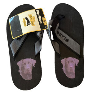 Labrador Retriever (Black Lab) Flip Flops EXTREMELY RARE Womens 5-6 Boys 3-4